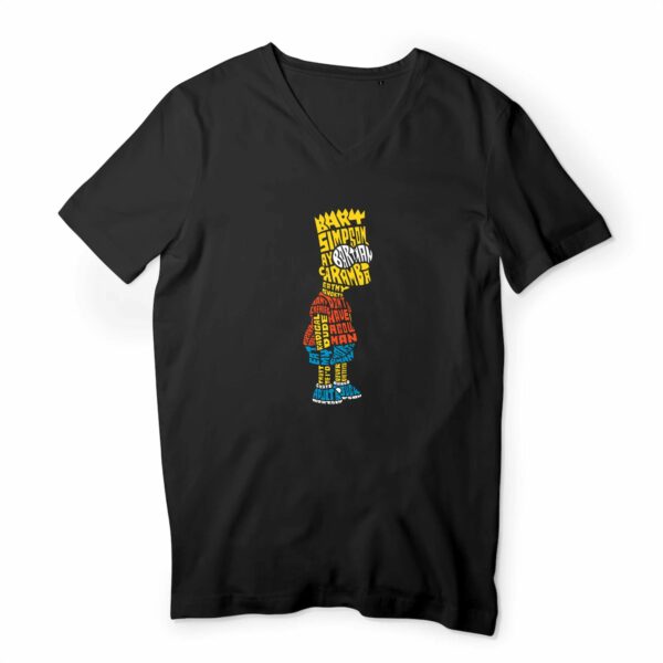 T-shirt Homme Col V - 100 % coton bio - Bart Simpson